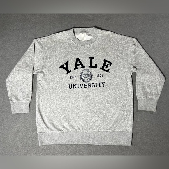 YALE University H&M Gray Oversized Sweatshirt Crewneck Small Pullover - Picture 1 of 4